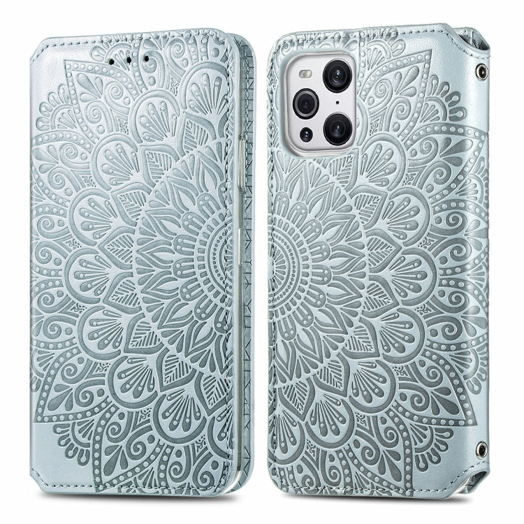 For OPPO Find X3 Pro / Find X3 Blooming Mandala Embossed Pattern Magnetic Horizontal Flip Leather Case with Holder & Card Slots & Wallet