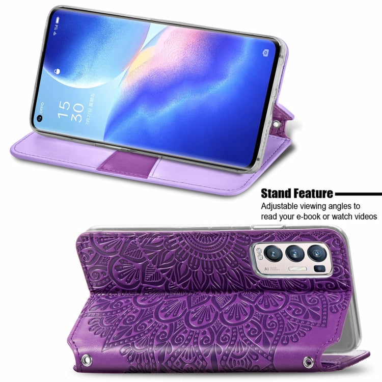 For OPPO Reno5 Pro+ 5G / X3 Neo Blooming Mandala Embossed Pattern Magnetic Horizontal Flip Leather Case with Holder & Card Slots & Wallet