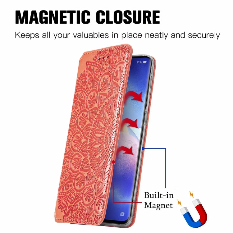 For OPPO Reno5 Pro+ 5G / X3 Neo Blooming Mandala Embossed Pattern Magnetic Horizontal Flip Leather Case with Holder & Card Slots & Wallet