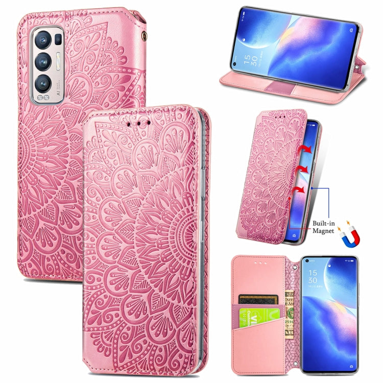 For OPPO Reno5 Pro+ 5G / X3 Neo Blooming Mandala Embossed Pattern Magnetic Horizontal Flip Leather Case with Holder & Card Slots & Wallet