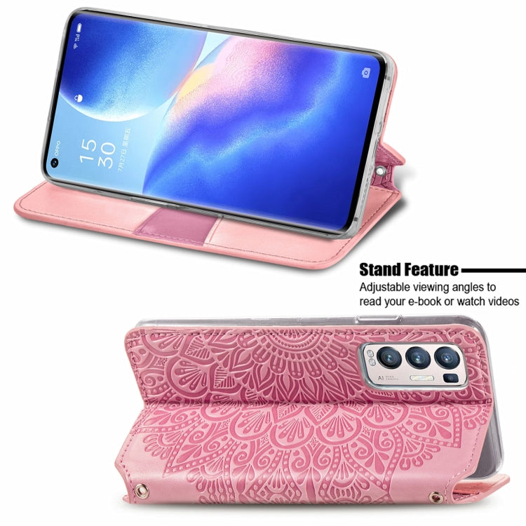 For OPPO Reno5 Pro+ 5G / X3 Neo Blooming Mandala Embossed Pattern Magnetic Horizontal Flip Leather Case with Holder & Card Slots & Wallet
