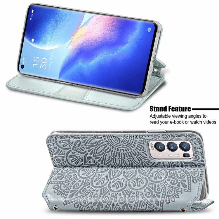 For OPPO Reno5 Pro+ 5G / X3 Neo Blooming Mandala Embossed Pattern Magnetic Horizontal Flip Leather Case with Holder & Card Slots & Wallet