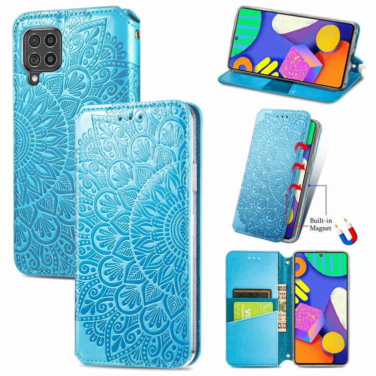 For Samsung Galaxy F62 Blooming Mandala Embossed Pattern Magnetic Horizontal Flip Leather Case with Holder & Card Slots & Wallet