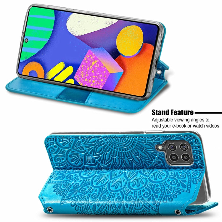 For Samsung Galaxy F62 Blooming Mandala Embossed Pattern Magnetic Horizontal Flip Leather Case with Holder & Card Slots & Wallet