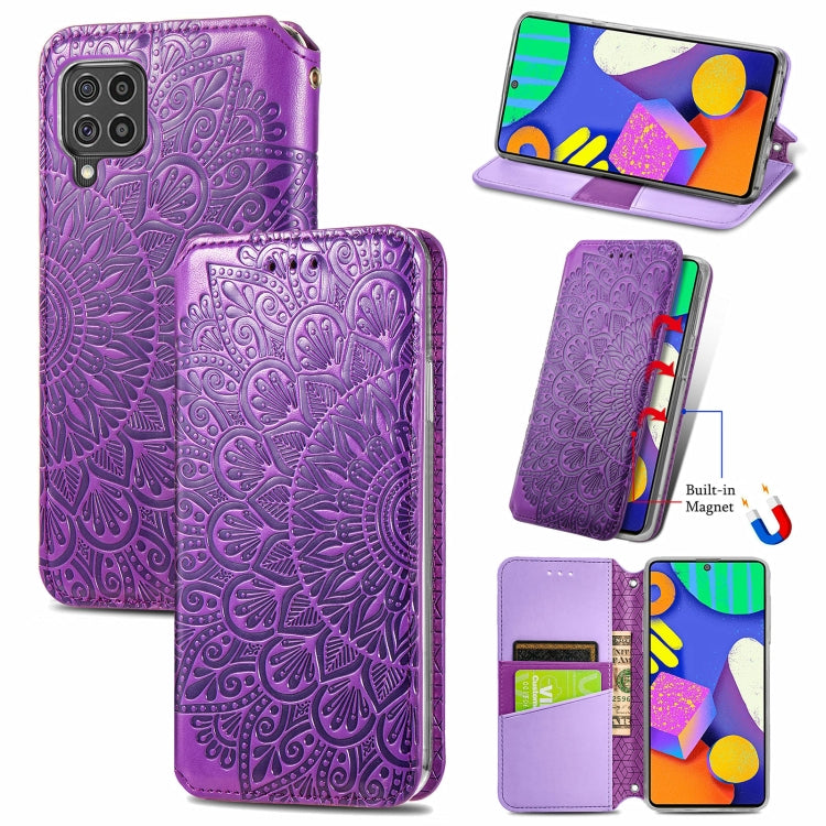 For Samsung Galaxy F62 Blooming Mandala Embossed Pattern Magnetic Horizontal Flip Leather Case with Holder & Card Slots & Wallet