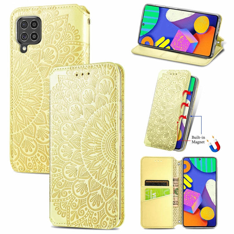 For Samsung Galaxy F62 Blooming Mandala Embossed Pattern Magnetic Horizontal Flip Leather Case with Holder & Card Slots & Wallet