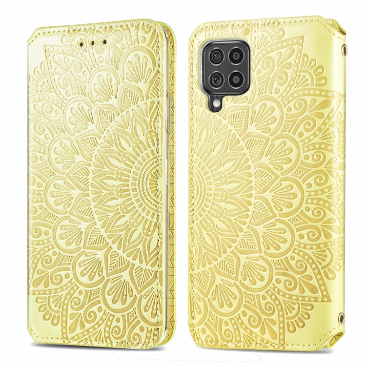 For Samsung Galaxy F62 Blooming Mandala Embossed Pattern Magnetic Horizontal Flip Leather Case with Holder & Card Slots & Wallet