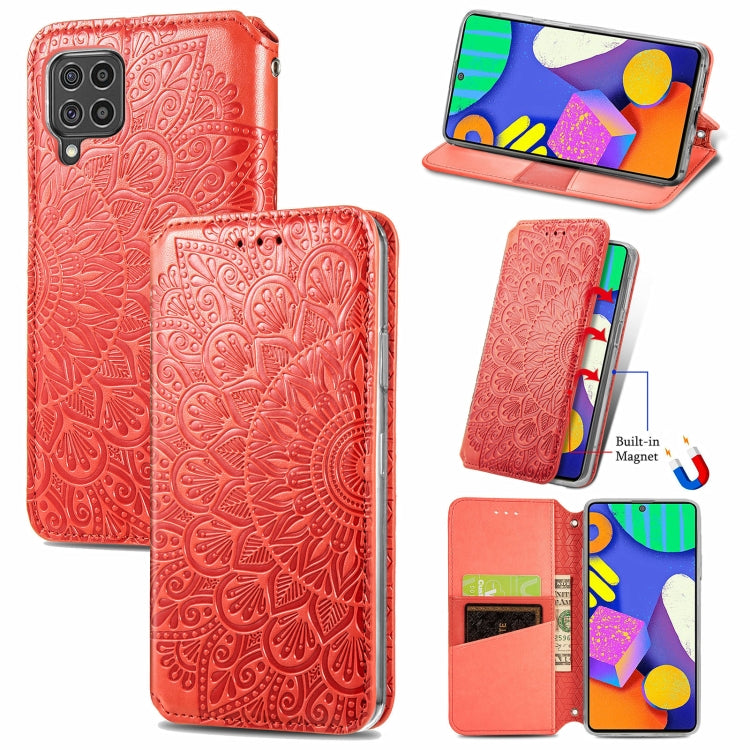 For Samsung Galaxy F62 Blooming Mandala Embossed Pattern Magnetic Horizontal Flip Leather Case with Holder & Card Slots & Wallet