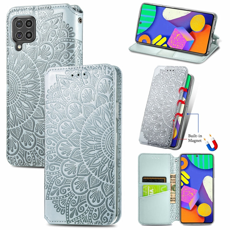 For Samsung Galaxy F62 Blooming Mandala Embossed Pattern Magnetic Horizontal Flip Leather Case with Holder & Card Slots & Wallet