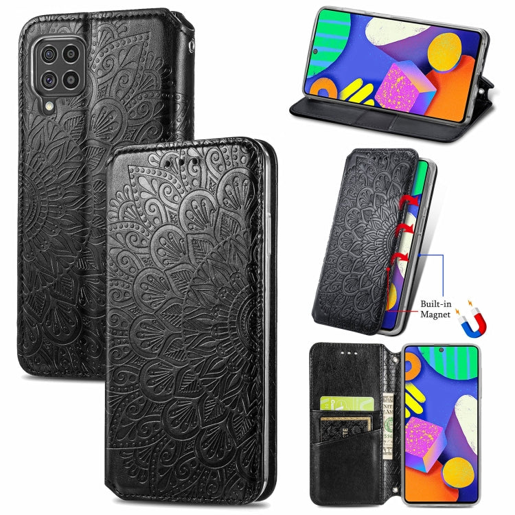 For Samsung Galaxy F62 Blooming Mandala Embossed Pattern Magnetic Horizontal Flip Leather Case with Holder & Card Slots & Wallet