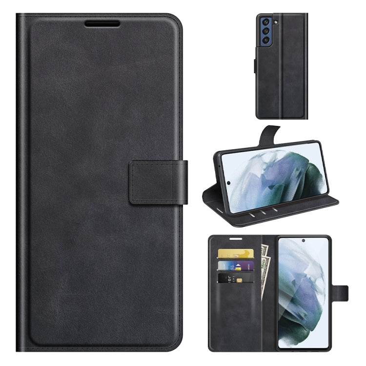 For Samsung Galaxy S21 FE Retro Calf Pattern Buckle Horizontal Flip Leather Case with Holder & Card Slots & Wallet