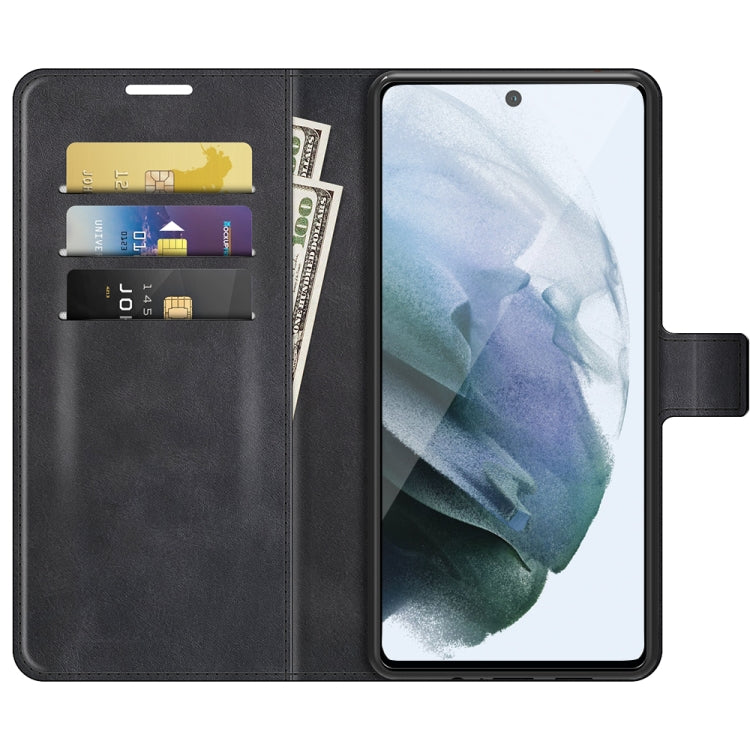 For Samsung Galaxy S21 FE Retro Calf Pattern Buckle Horizontal Flip Leather Case with Holder & Card Slots & Wallet