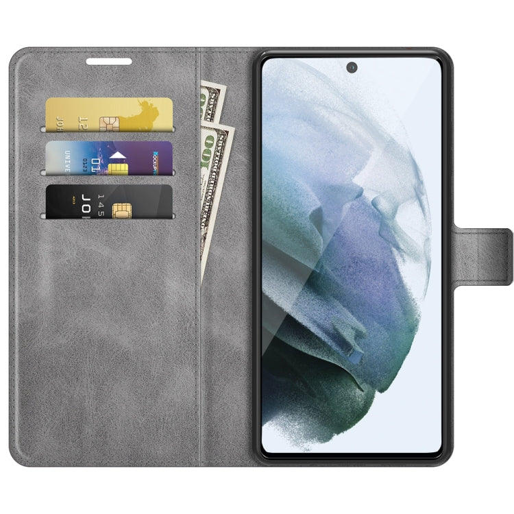For Samsung Galaxy S21 FE Retro Calf Pattern Buckle Horizontal Flip Leather Case with Holder & Card Slots & Wallet