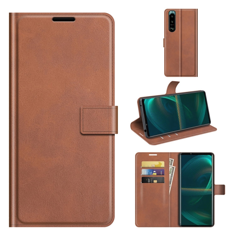 For Sony Xperia 5 III Retro Calf Pattern Buckle Horizontal Flip Leather Case with Holder & Card Slots & Wallet