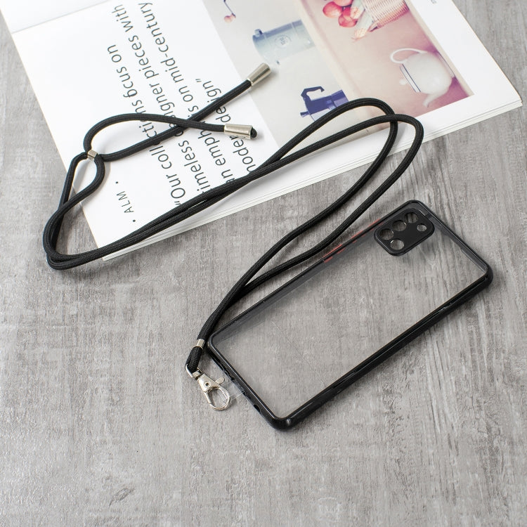 For Samsung Galaxy A31 Transparent PC+TPU Phone Case with Contrast Color Button & Neck Lanyard