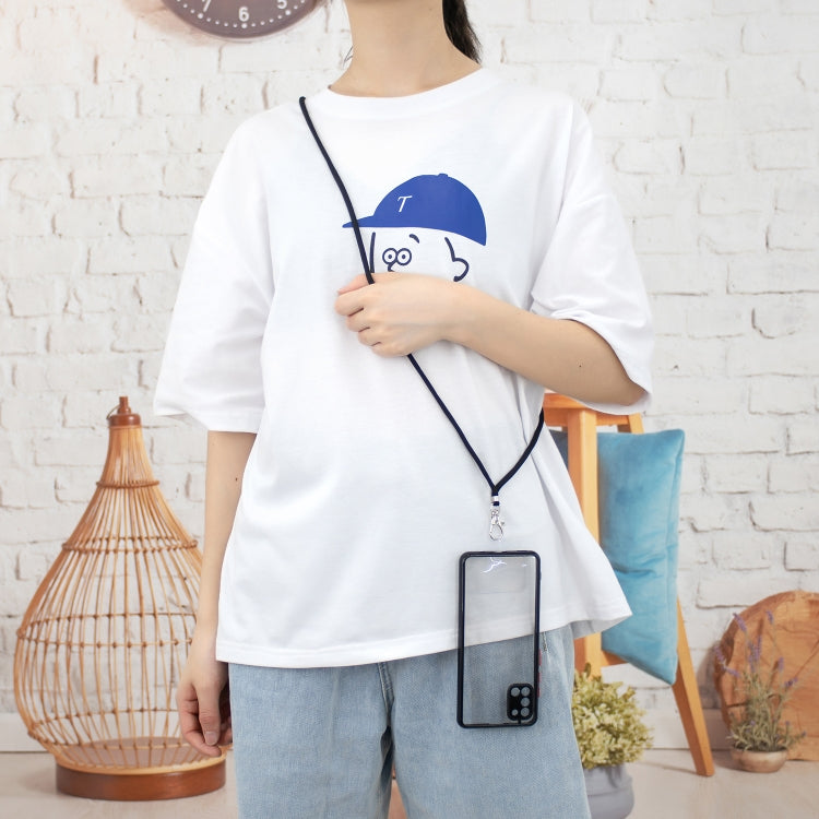 For Samsung Galaxy A31 Transparent PC+TPU Phone Case with Contrast Color Button & Neck Lanyard