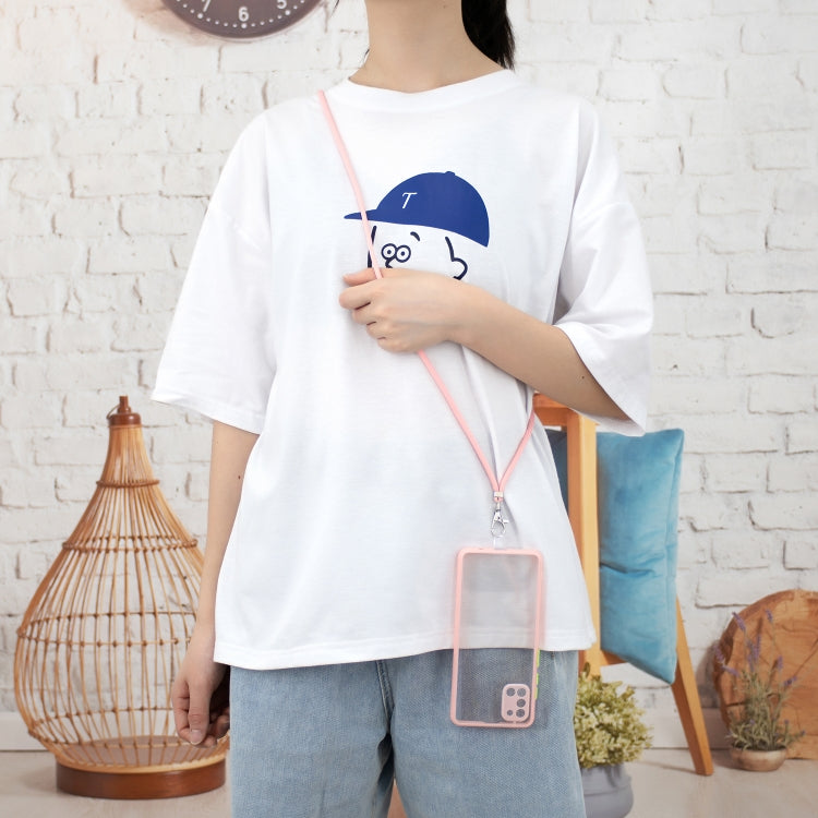 For Samsung Galaxy A31 Transparent PC+TPU Phone Case with Contrast Color Button & Neck Lanyard
