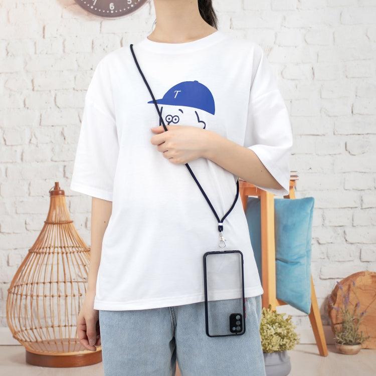 For Samsung Galaxy A02s (EU Version) Transparent PC+TPU Phone Case with Contrast Color Button & Neck Lanyard