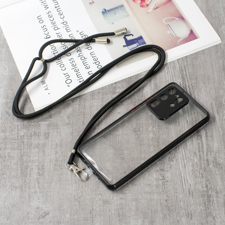 For Samsung Galaxy S20 Ultra Transparent PC+TPU Phone Case with Contrast Color Button & Neck Lanyard