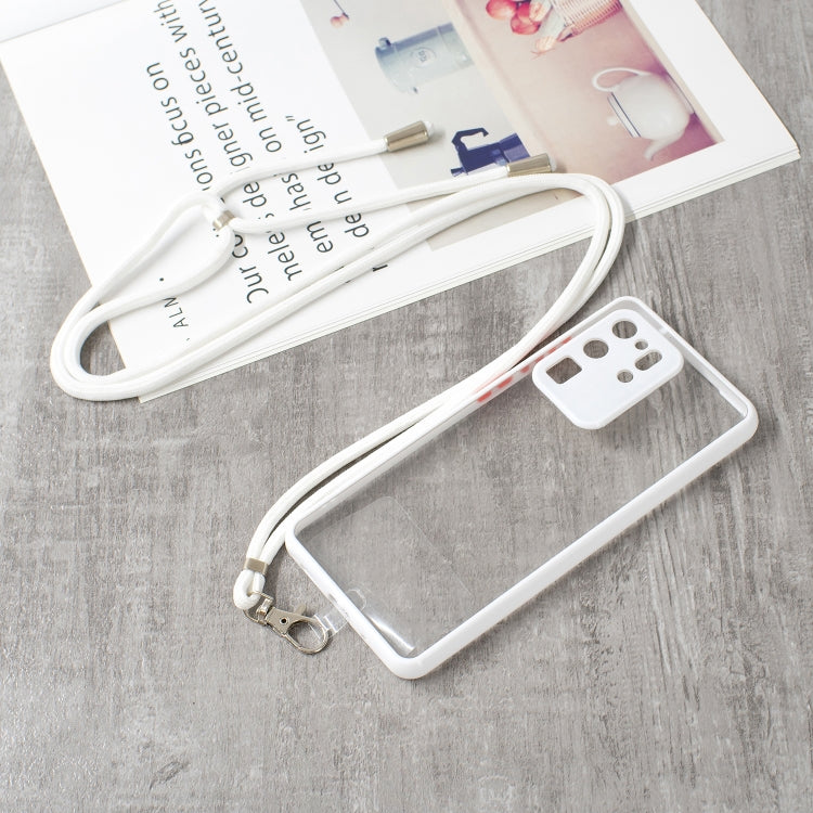 For Samsung Galaxy S20 Ultra Transparent PC+TPU Phone Case with Contrast Color Button & Neck Lanyard