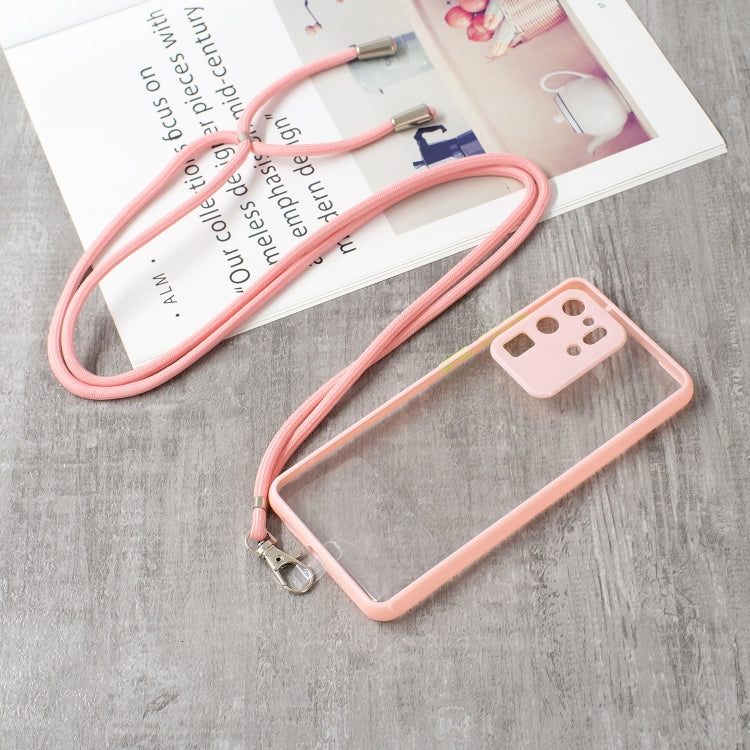 For Samsung Galaxy S20 Ultra Transparent PC+TPU Phone Case with Contrast Color Button & Neck Lanyard