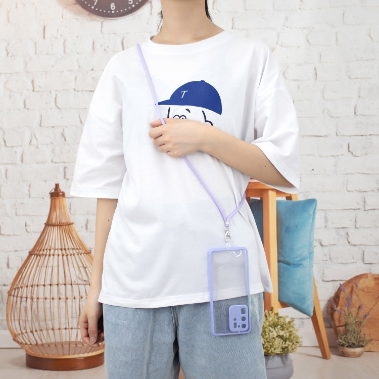 For Samsung Galaxy S20 Ultra Transparent PC+TPU Phone Case with Contrast Color Button & Neck Lanyard