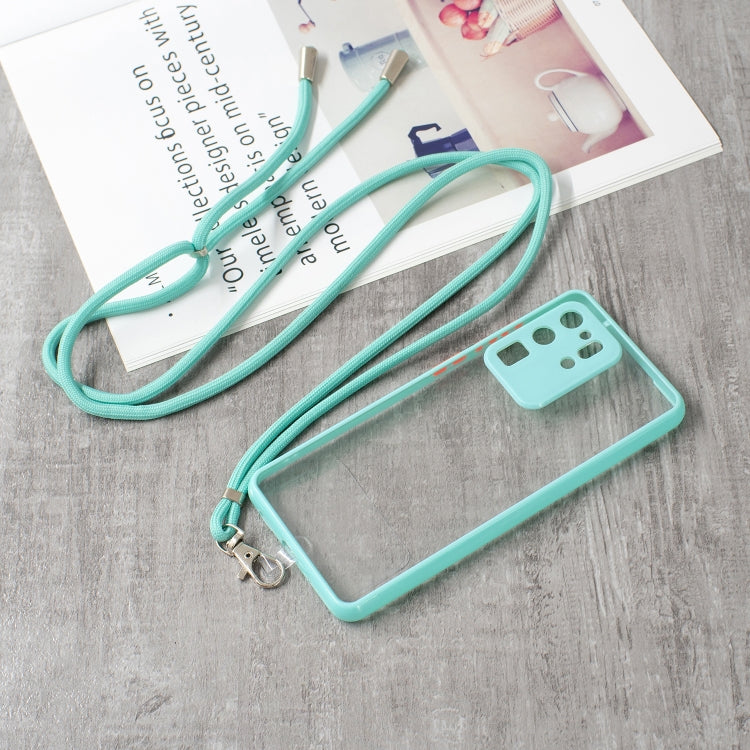 For Samsung Galaxy S20 Ultra Transparent PC+TPU Phone Case with Contrast Color Button & Neck Lanyard