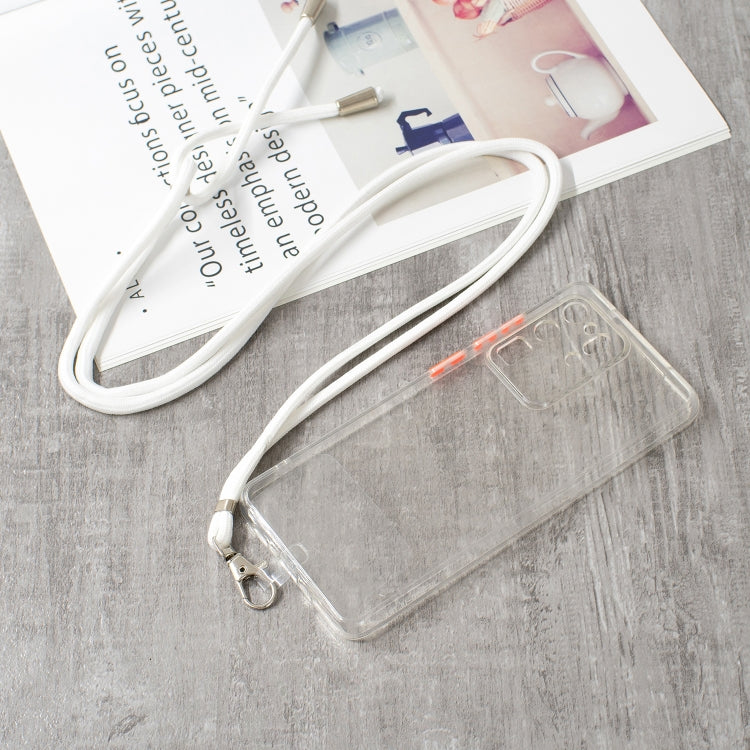 For Samsung Galaxy S20 Ultra Transparent PC+TPU Phone Case with Contrast Color Button & Neck Lanyard