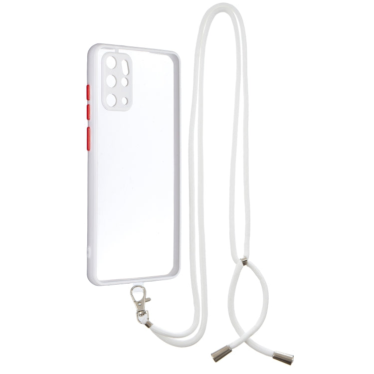 For Samsung Galaxy S20 Plus Transparent PC+TPU Phone Case with Contrast Color Button & Neck Lanyard