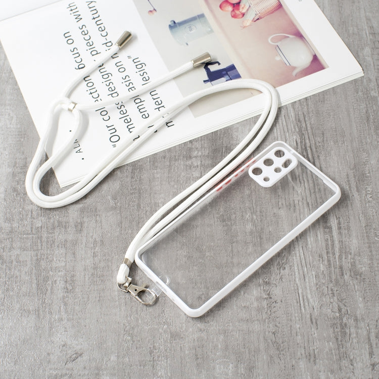 For Samsung Galaxy S20 Plus Transparent PC+TPU Phone Case with Contrast Color Button & Neck Lanyard
