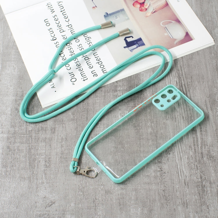 For Samsung Galaxy S20 Plus Transparent PC+TPU Phone Case with Contrast Color Button & Neck Lanyard