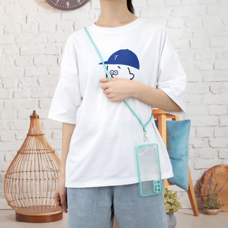 For Samsung Galaxy S20 Plus Transparent PC+TPU Phone Case with Contrast Color Button & Neck Lanyard