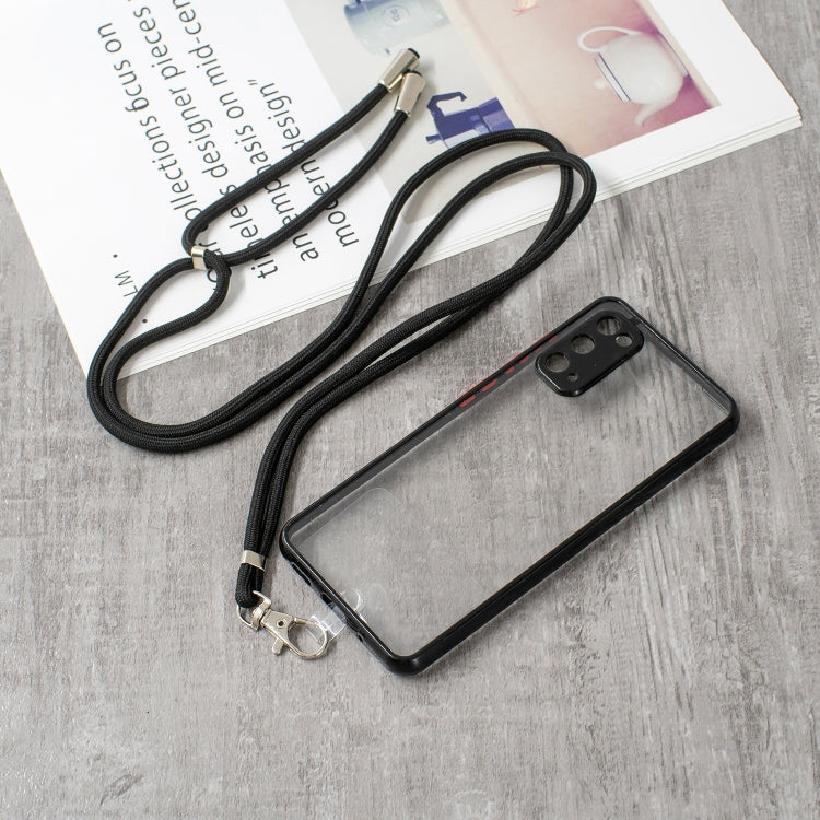 For Samsung Galaxy S20 Transparent PC+TPU Phone Case with Contrast Color Button & Neck Lanyard