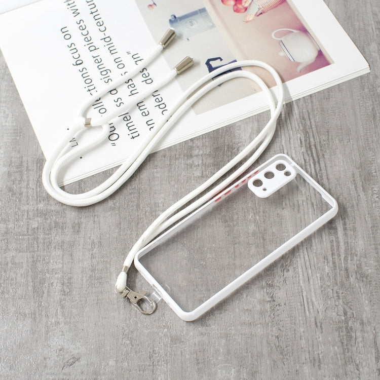 For Samsung Galaxy S20 Transparent PC+TPU Phone Case with Contrast Color Button & Neck Lanyard