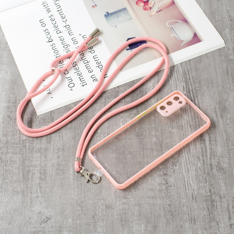 For Samsung Galaxy S20 Transparent PC+TPU Phone Case with Contrast Color Button & Neck Lanyard