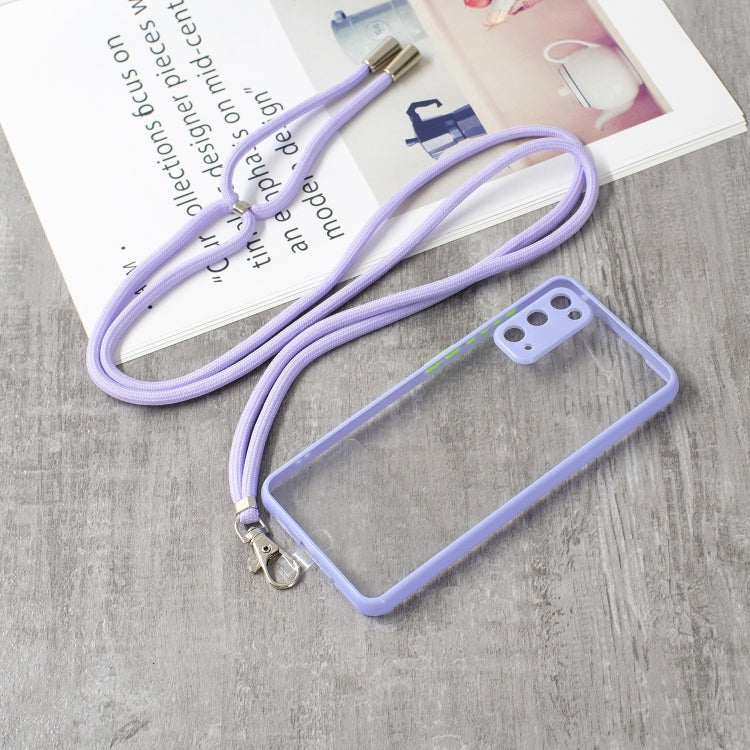 For Samsung Galaxy S20 Transparent PC+TPU Phone Case with Contrast Color Button & Neck Lanyard