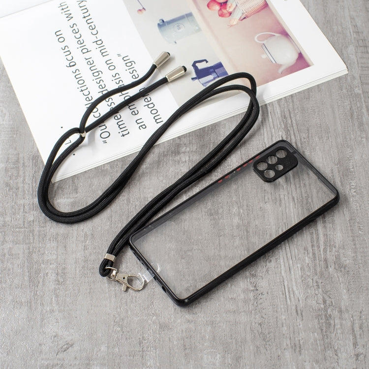 For Samsung Galaxy A71 4G Transparent PC+TPU Phone Case with Contrast Color Button & Neck Lanyard