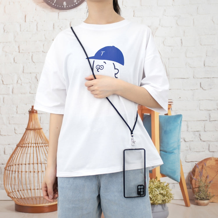 For Samsung Galaxy A71 4G Transparent PC+TPU Phone Case with Contrast Color Button & Neck Lanyard