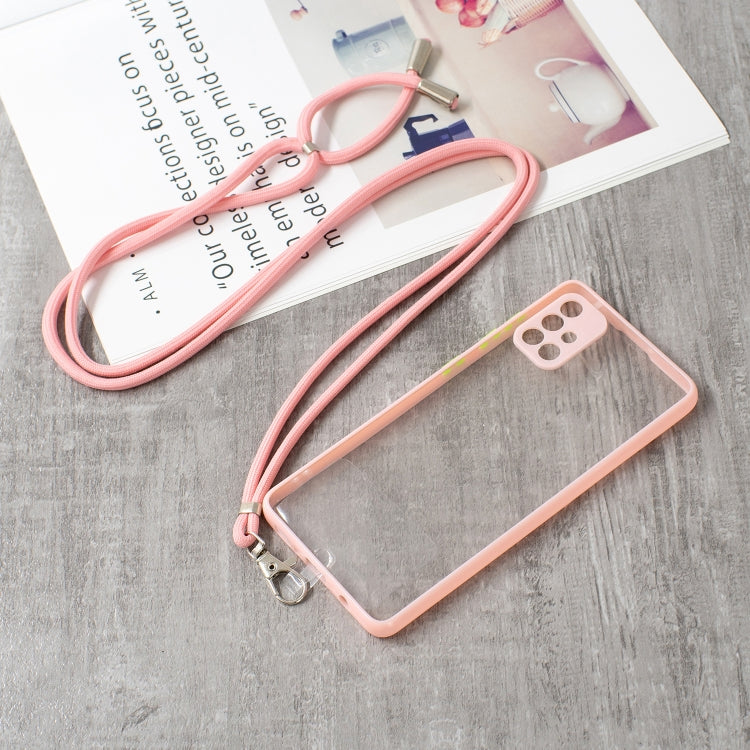 For Samsung Galaxy A71 4G Transparent PC+TPU Phone Case with Contrast Color Button & Neck Lanyard