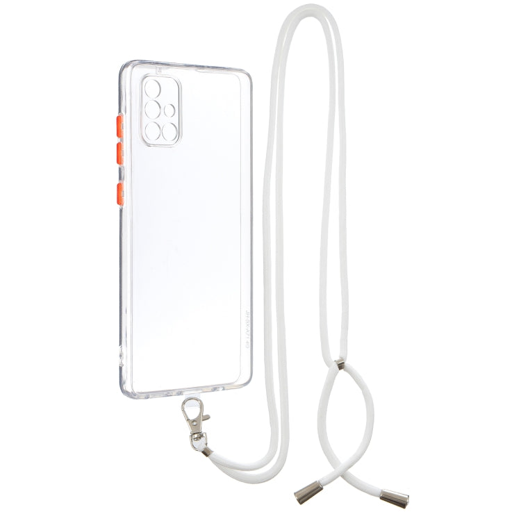 For Samsung Galaxy A71 4G Transparent PC+TPU Phone Case with Contrast Color Button & Neck Lanyard