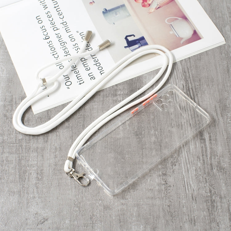 For Samsung Galaxy A71 4G Transparent PC+TPU Phone Case with Contrast Color Button & Neck Lanyard