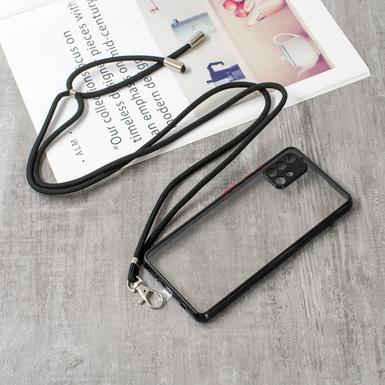 For Samsung Galaxy A51 4G Transparent PC+TPU Phone Case with Contrast Color Button & Neck Lanyard