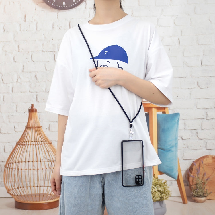 For Samsung Galaxy A51 4G Transparent PC+TPU Phone Case with Contrast Color Button & Neck Lanyard