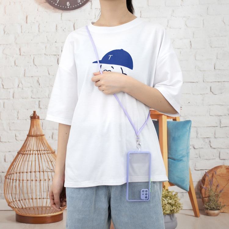 For Samsung Galaxy A51 4G Transparent PC+TPU Phone Case with Contrast Color Button & Neck Lanyard