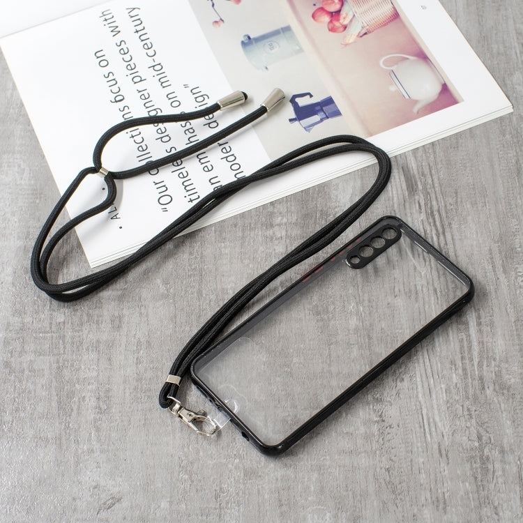 For Galaxy  A50/A505/A30s/A50s Transparent PC+TPU Phone Case with Contrast Color Button & Neck Lanyard