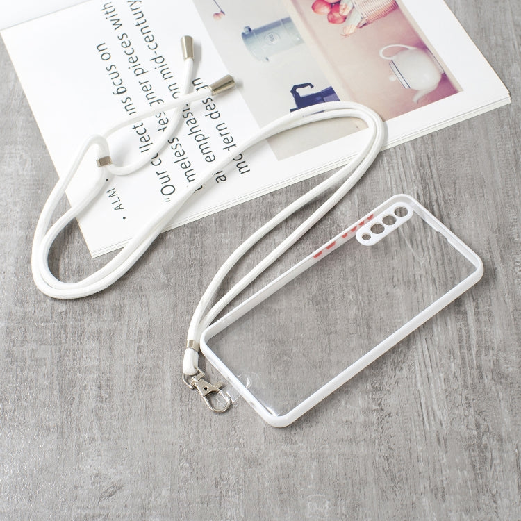 For Galaxy  A50/A505/A30s/A50s Transparent PC+TPU Phone Case with Contrast Color Button & Neck Lanyard