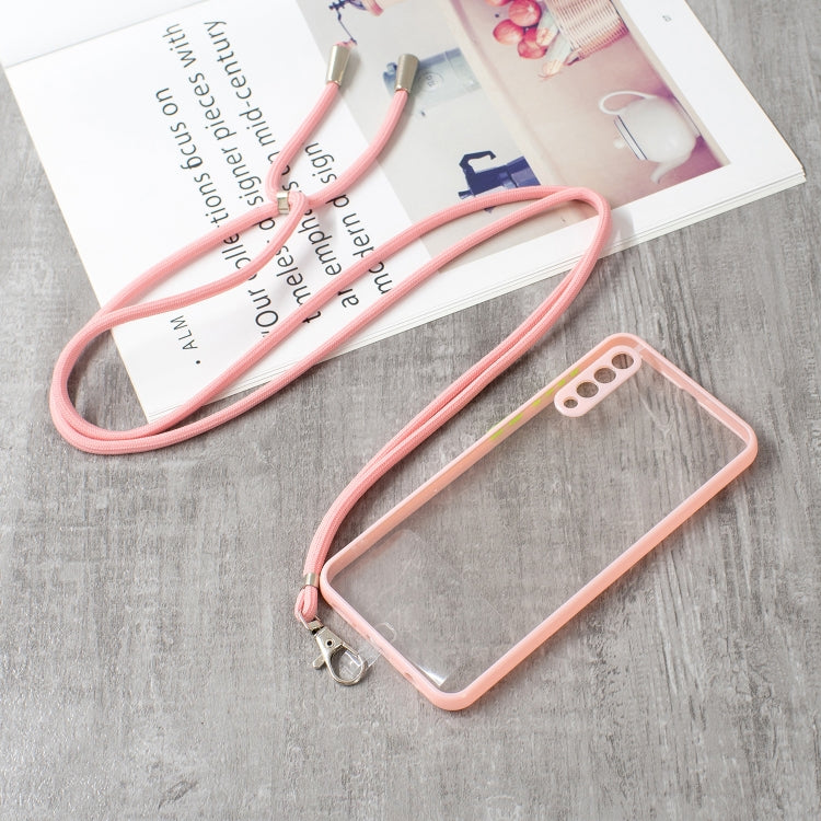 For Galaxy  A50/A505/A30s/A50s Transparent PC+TPU Phone Case with Contrast Color Button & Neck Lanyard