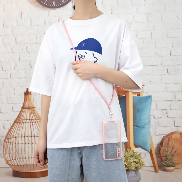 For Galaxy  A50/A505/A30s/A50s Transparent PC+TPU Phone Case with Contrast Color Button & Neck Lanyard