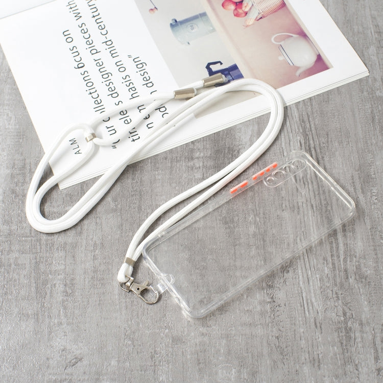 For Galaxy  A50/A505/A30s/A50s Transparent PC+TPU Phone Case with Contrast Color Button & Neck Lanyard