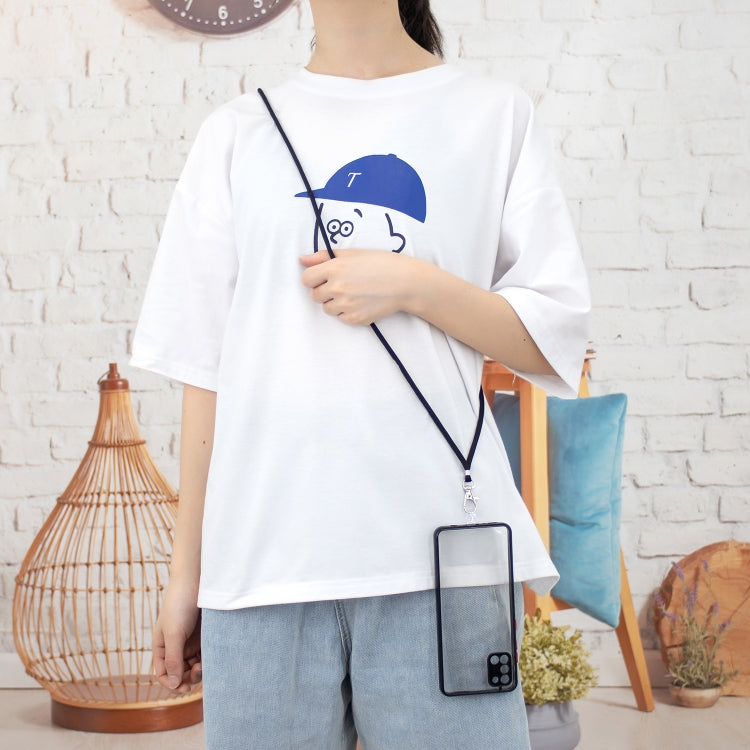 For Samsung Galaxy A21s Transparent PC+TPU Phone Case with Contrast Color Button & Neck Lanyard